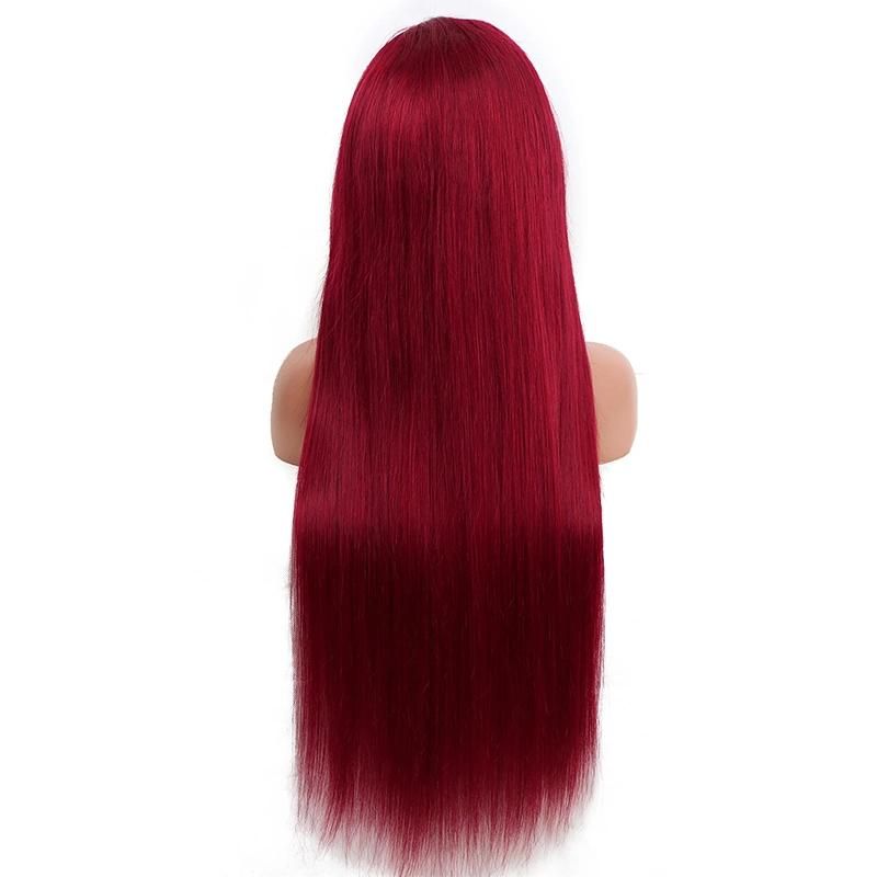 Red Transparent Lace Front Wigs Virgin Straight Full Lace Wig for Human