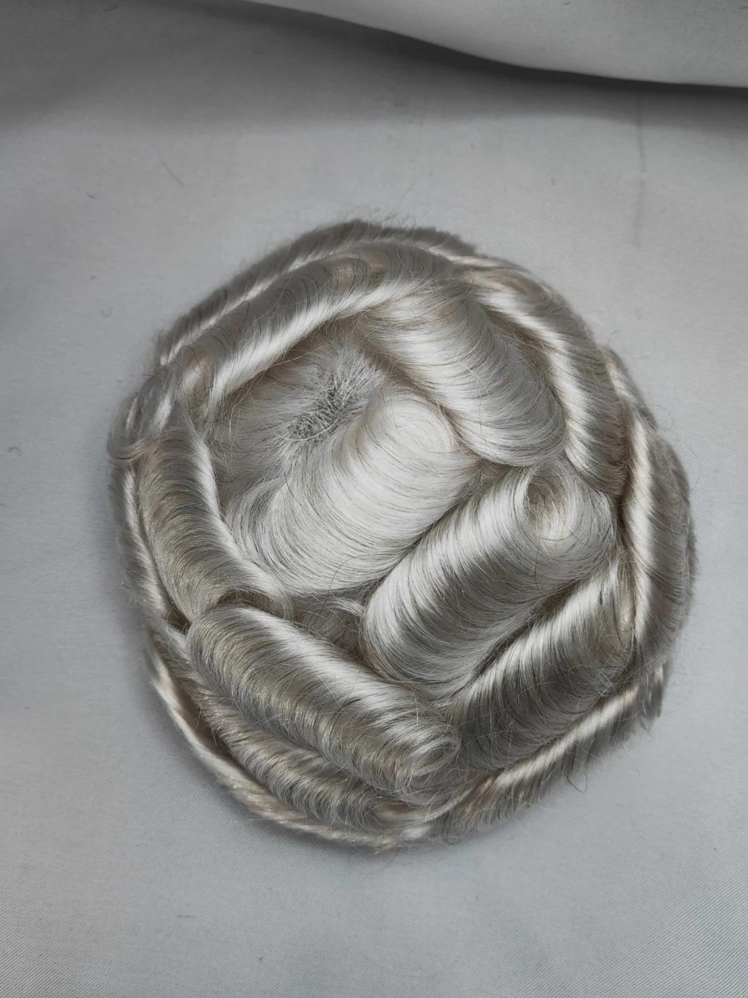 2022 Hand Knotted Clear PU Base Toupee Made of Remy Human Hair