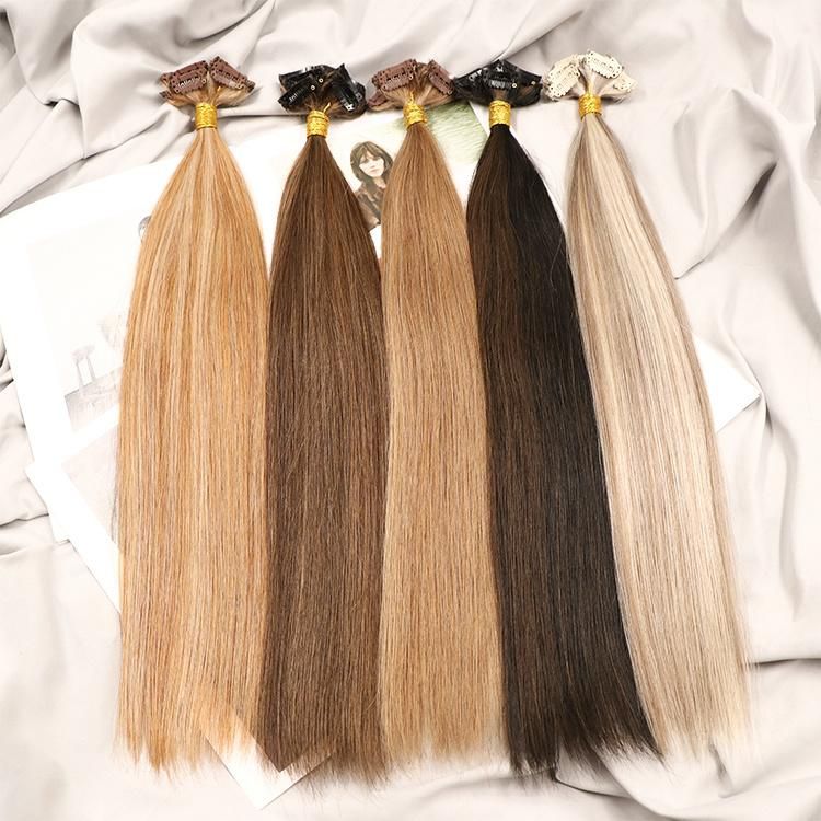 Brazilian Clip Skin Weft Seamless Clip in Human Hair Extensions #T1b/Red