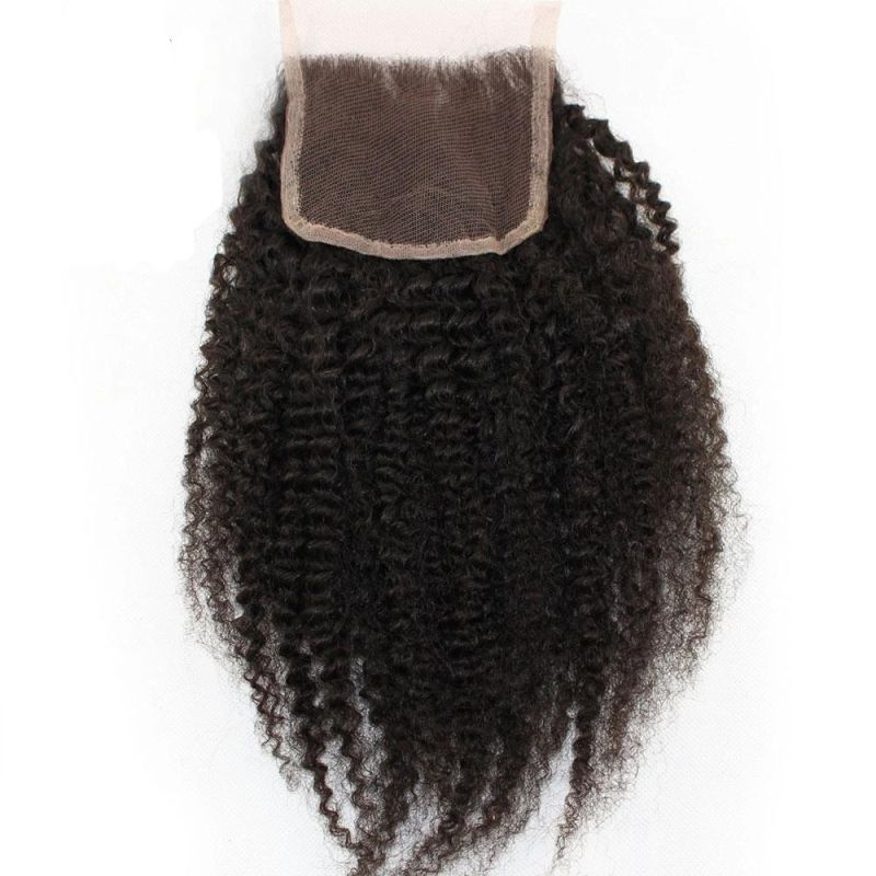 Peruvian Virgin Afro Kinky Curly Hair 3 Bundles with Lace Closure