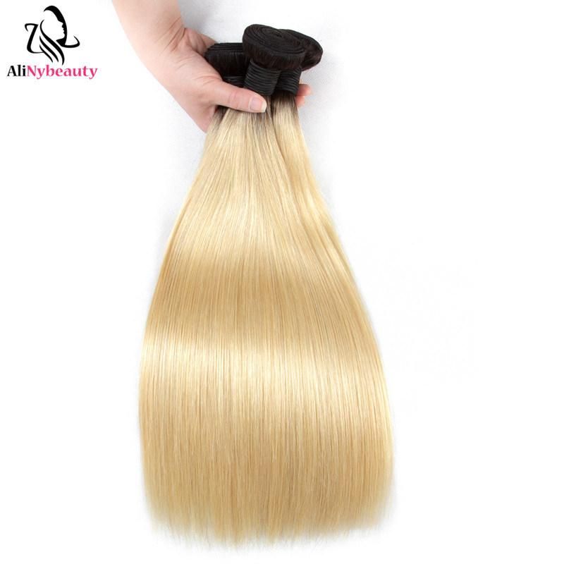Virgin Natural Straight Bundles Ombre T1b/613# Human Hair Weaving