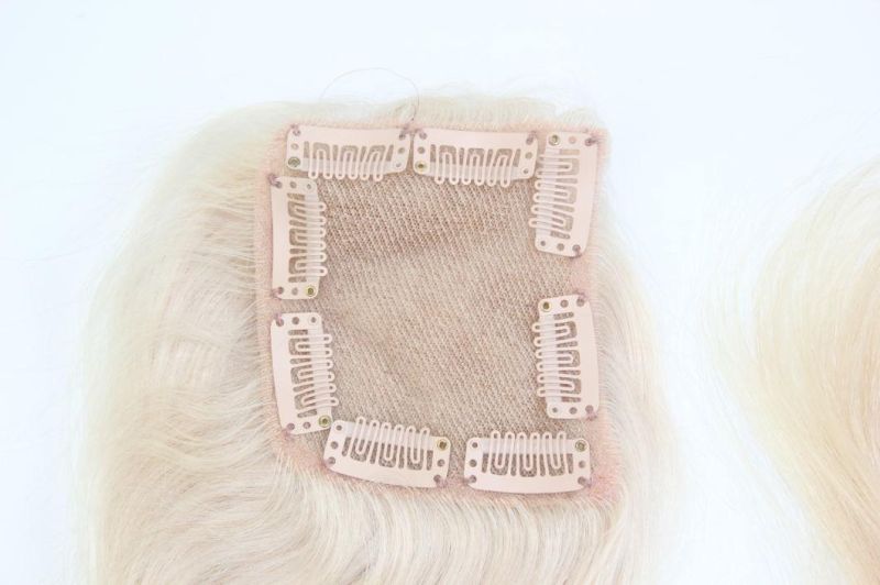 Human Hair Replacement Blond Color Lace Closure with Clips