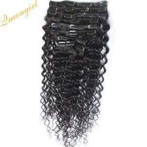 Braided Clip in Curly Human Hair Deep Waves Virgin Peruvian Clip Hair Extension