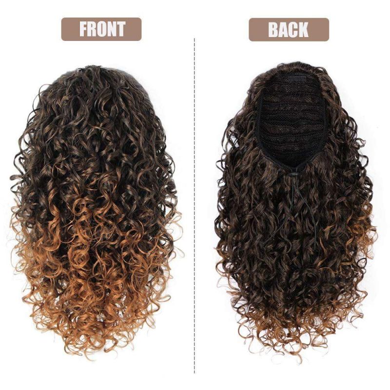 Synthetic Afro Kinky Curly Ponytails Clip in Hair Extensions Drawstring Brazilian Hair