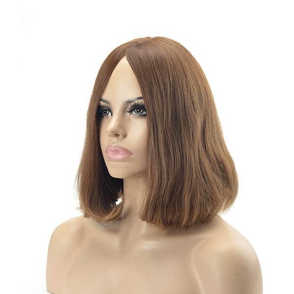 No Layer Natural Straight Middle Length Natural Female Hair Toupee