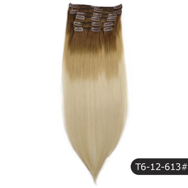 12-24 Clip in Human Hair 8PCS/Set Remy Clip in Extensions Full Head Brazilian Human Hair Multi Color Clip in 22 Inches