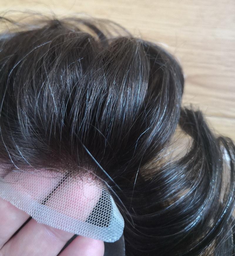 2022 Most Natural Swiss Lace and French Lace with Poly Coating Base Human Remy Hair Toupees