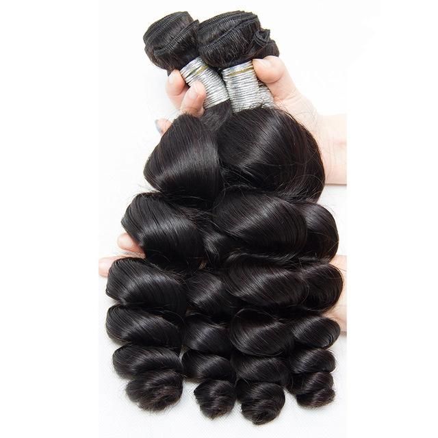 Peruvian Loose Wave Virgin Hair Double Weft Human Hair Extension Natural Black
