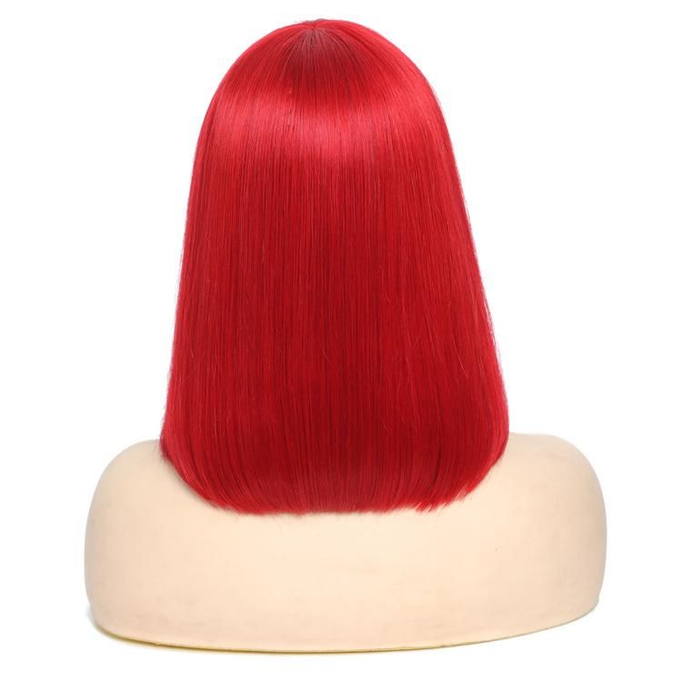 Kbeth Red Color Human Hair Wigs for Black Ladies 2021 Summer 100% Virgin Indian Remy Customized Straight Short Red Black Bob 16 Inch HD Full Lace Lady Wig