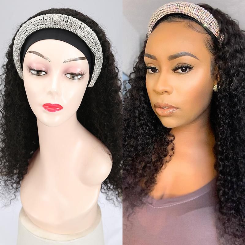 Kbeth Human Hair Wig for Black Women Soft Brazilian Human Hair Head Band Kinky Curly 100% Brazilian Remy Hair Lace Frontal Headband Human Hair Wigs Factory