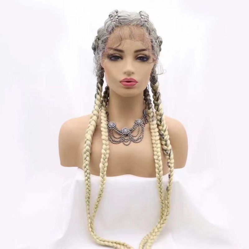 Wig Braided for Women Wholesale African Synthetic Micro Braided Lace Front Wig Cornrow Hair Braided Wigs for Black Women