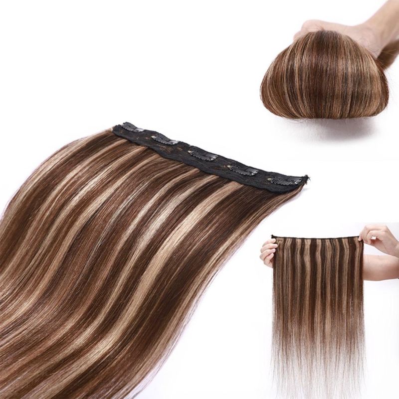 10-24 Inches Remy 100% Human Hair Straight Clip in Brazilian Human Hair Extensions Around Head Hair Multi Color Extensions
