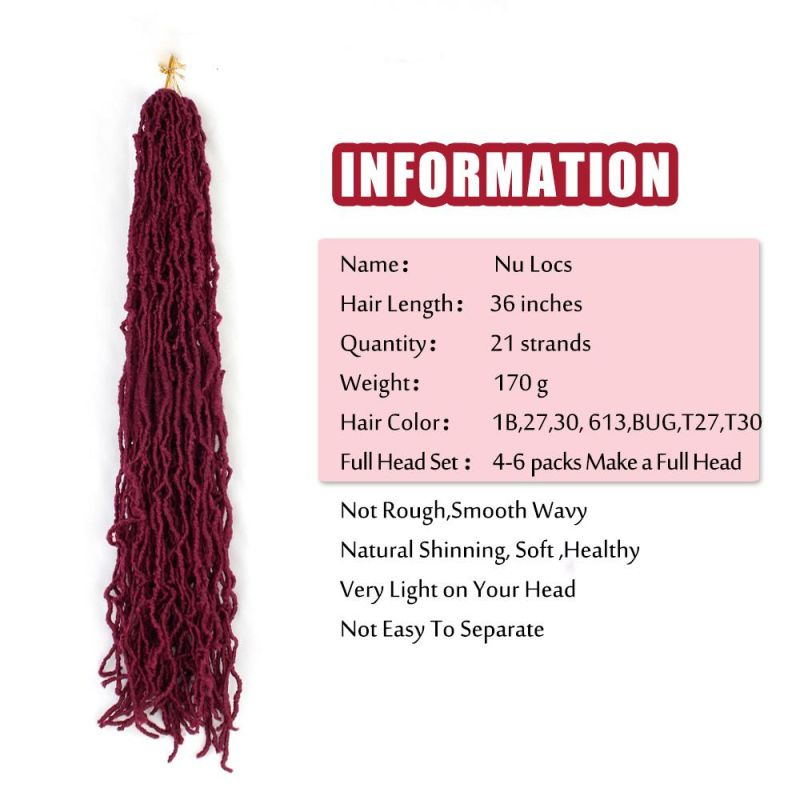 36 Inch Soft Dread Crochet Hair Goddess Faux Loc Braids Synthetic Hair Nu Locs Hair Extensions