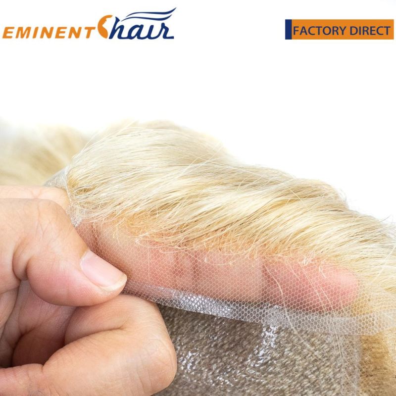 Custom Human Hair Clear PU with Lace Front Toupee Blond Women′s Wig
