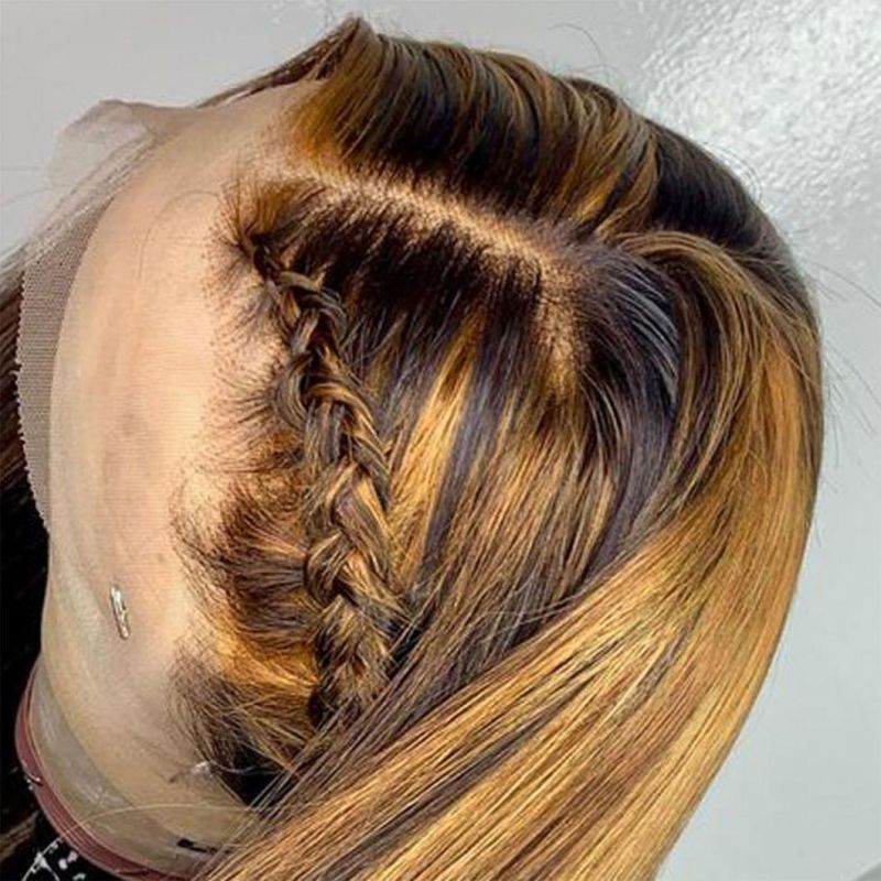 10A Short Bob Wig Lace Front Wig 13X4 Brazilian Human Hair Ombre Color Wig Brown Honey Blonde