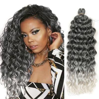 24 Inch Long Ombre Color Silky Hawaii Ocean Wave Synthetic Braids Curly Crochet Braiding Hair