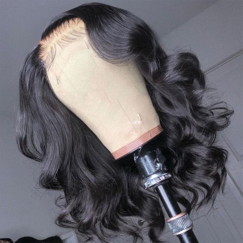 Body Wave Short Bob Wig Lace Front Human Hair Wig Brazilian Remy Hair 4X4 Closure Wig Pre Plucked 150% Density for Black Women 16 Inches