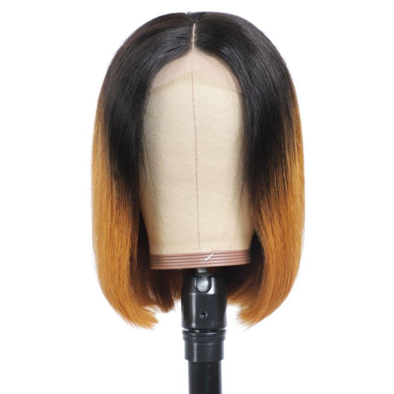 Kbeth Human Hair Ombre Wig 13*4 Lace Frontal Bob 1b/27 Short 100% Remy Brazilian Custom Two Tone Brown Length Straight Human Hair Wig 8 Inch to 14 Inch