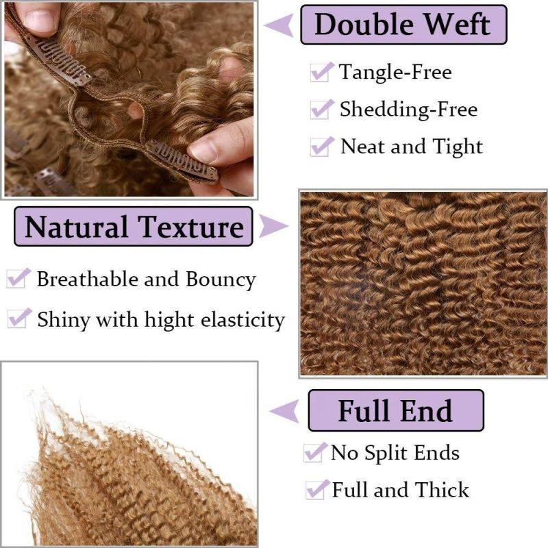 Kbeth Human Hair Extension for Women Golden Brown Color Luxery 2021 Fashion Kinky Curly Sexy Bouncy 100% Brazilian Real Remy Human Hair Extensions in Stock