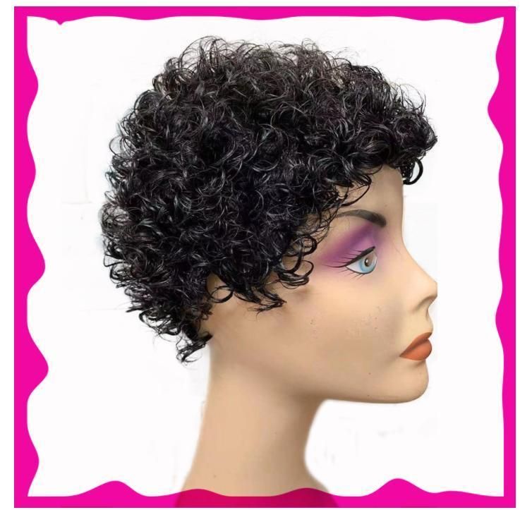 150% Short Curly Human Hair Wigs Pixie Cut for Black Women Natural Black Glueless Afro Kinky Curly Wig Dropshipping Wholeslae