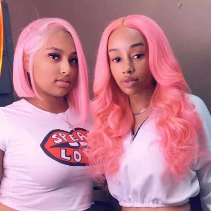 Kbeth Pink Mood Human Hair Wigs for Femme Gift 2021 Fashion Short Straight Colored Cool Remy 11A Luxury Summer Brazilian Virgin China Factory Wig Wholesale