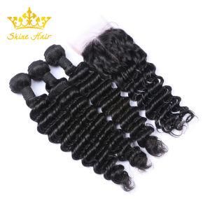 Deep Wave Bundle Weft 100% Human Hair of Natural Black Straight