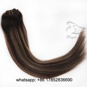 Clip in Hair Human Hair Extensions Remy Hair Full Head Balayage Color 2/3/27 Skin Weft Vrigin Hair 7 PCS Sets Extensions