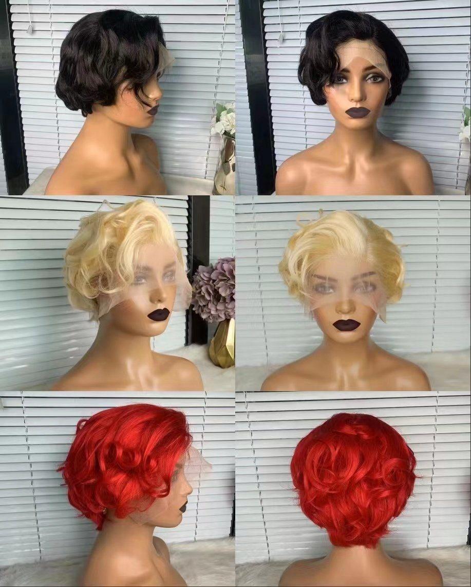 Sunlight Cheap Wholesale Brazilian Straight 360 Full Lace Front Pixie Curly Cut Short Lace Front Wig Transparent Lace Frontal Wigs