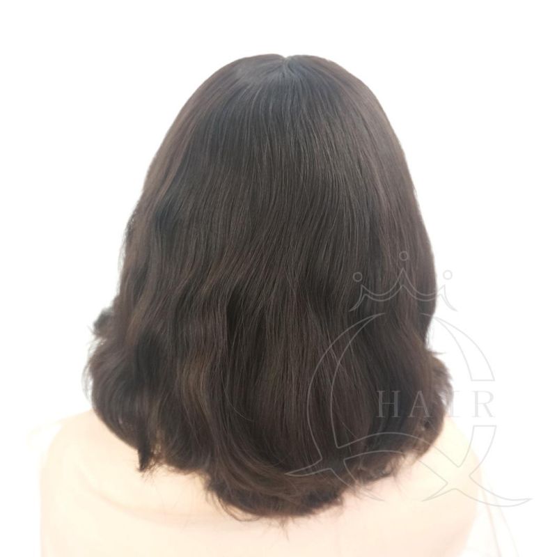 Slight Layer Natural Light Black Color Wave Silk Top Kosher Jewish Orthodox Religion Human Hair Wig for Kosher Women