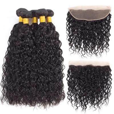 Hot Selling Product Virgin Human Hair Water Wave Bundle with Lace Frontal