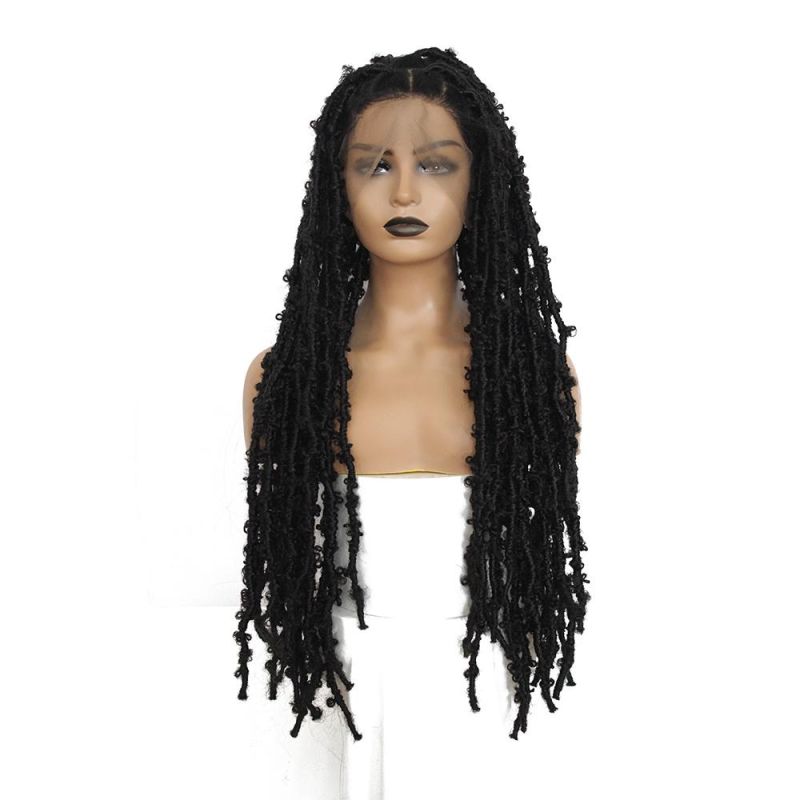 New Long Black Synthetic Hair Lace Front Braided Wigs Handmade Locs Full Lace Front Braided Wigs Box Braided Lace Wig