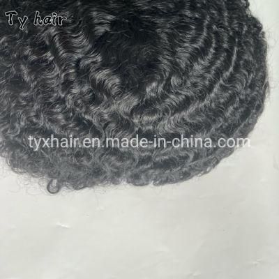 10mm Wave 12mm Wave Lace Base Ocean Wave African Americans Hair Replacement Men Toupee Wigs for Black Mens