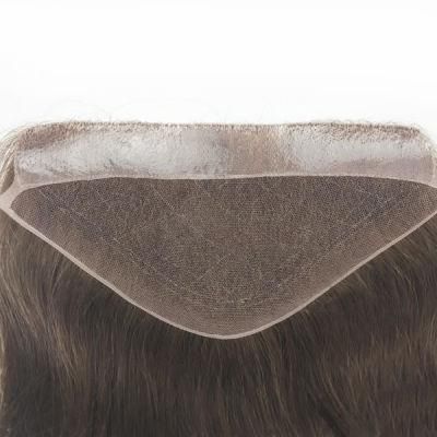 French Lace with PU on The Back - Easy Use Men&prime;s Toupee - Best Quality