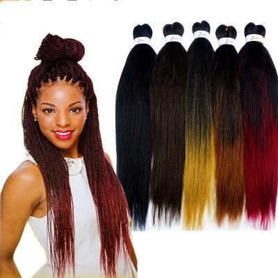 Pre Stretched Braiding Hair, Ombre Yaki Texture Braid Hair Extensions, Top Quality Kanekalon Synthetic Colorful Hair Braids