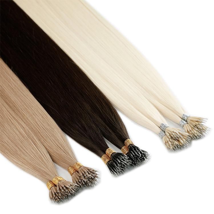 Light Color Remy Human Pre-Bonded Hair Nano Tip Russian Hair Extensions 1g Double Drawn Nano Micro Loop Hair Extensions.