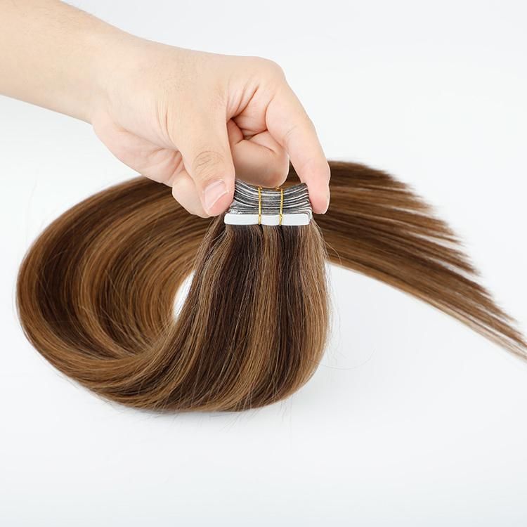 European Double Drawn Russian Human Hair Tape Hair Extension, High Quality Natural Tape in Hair Extension.