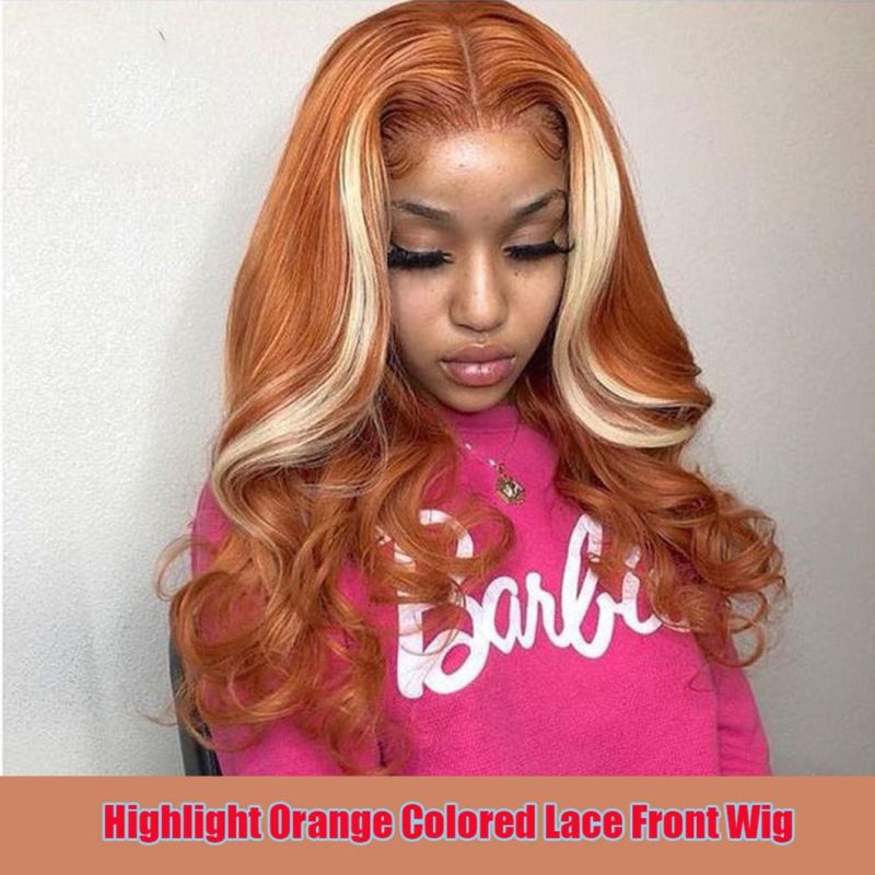 Blonde 613 Lace Frontal Wig HD Lace Full Ginger Lace Front Wig Ombre Highlight Wig Human Hair Body Wave Frontal Wig 20 Inch