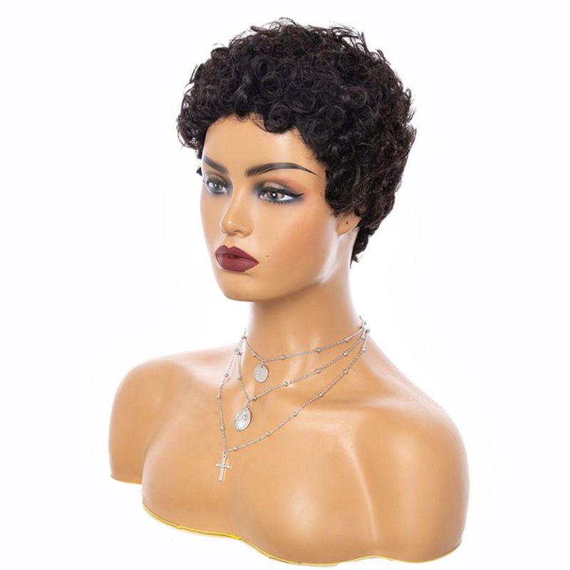 Black Color Pixie Cut Wigs Short Hair Wig Heat Resistant Fiber Synthetic for Black Women