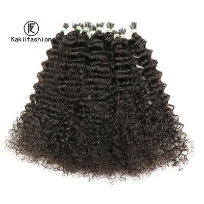 Kaki Hair Custom Indian Cuticle Aligned I Tip 3c Curly Hair Extension Keratin Remy Human Hair