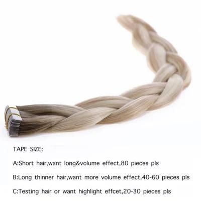 Tape Human Hair for Woman Extensions Natural Straight Hair Machine Remy Skin Weft Adhesive Glue 12&quot;/16&quot;/20&quot;