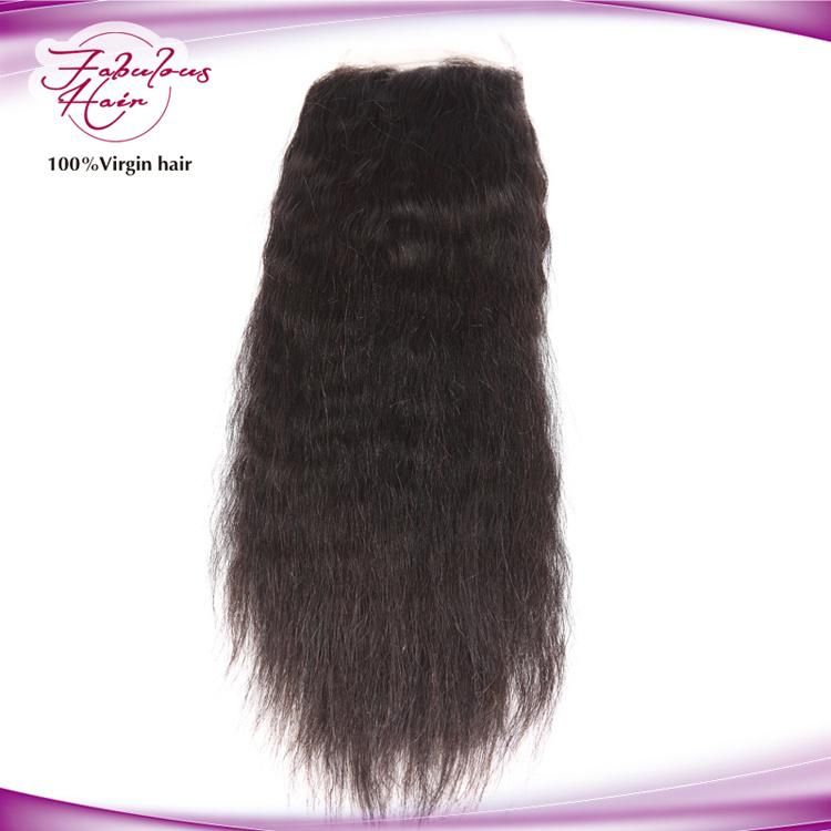 Natural Black 10 Inch Brazilian Yaki Straight Human Hair Lace Closure