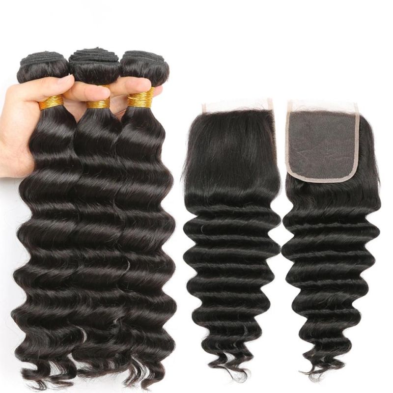 Brazilian Human Hair Bundles with Closure Loose Deep Wave