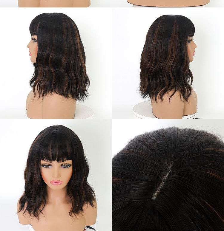 Wavy Wig Shoulder Length Short Bob Wigs with Bangs Synthetic Wig for Women P2/30