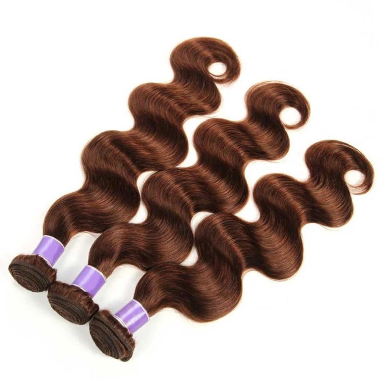 Brazilian Body Wave Hair Bundles 100% Human Hair Weave Natural Color #4 Brown Remy Hair Extension Colored Weave