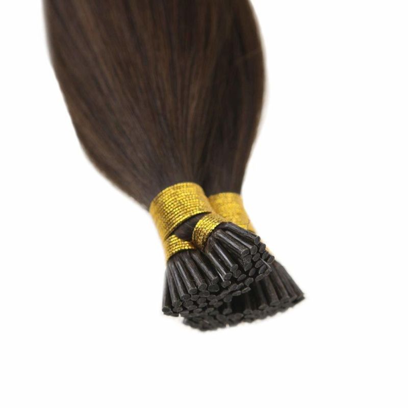 Pre Bonded Hair Extensions-Fusion I Tip Hair Extensions Human Hair Medium Brown (Color #4) Silky Straight Remy Human Hair, 16inch, 50g