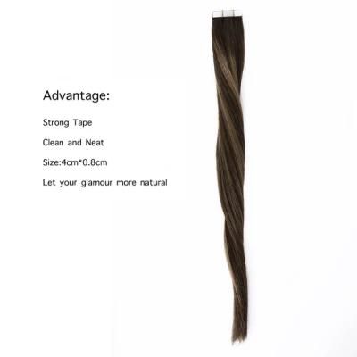 12&quot; 14&quot; 16&quot; Tape Human Hair Extensions European Adhesive Hair Seamless PU Skin Weft Black Brown Blonde Remy Tape Hair