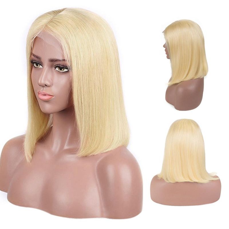 13X4 Bob Frontal Wigs 613 Blonde Straight Brazilian Lace Front Human Hair Wig Pre Plucked Short Wigs for Black Women