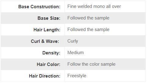 Fine Welded Mono All Over Natural Human Hair Toupee for Women