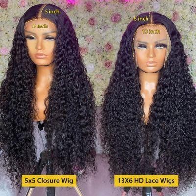 Raw Virgin Remy Human Hair Vendor Transparent Swiss Lace Front Wigs Water Wave HD Lace Frontal Wig Short Bob Wigs