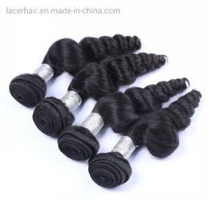 Natural Black Unprocessed Virgin Indian Loose Wave Hair Weft Hair Extension